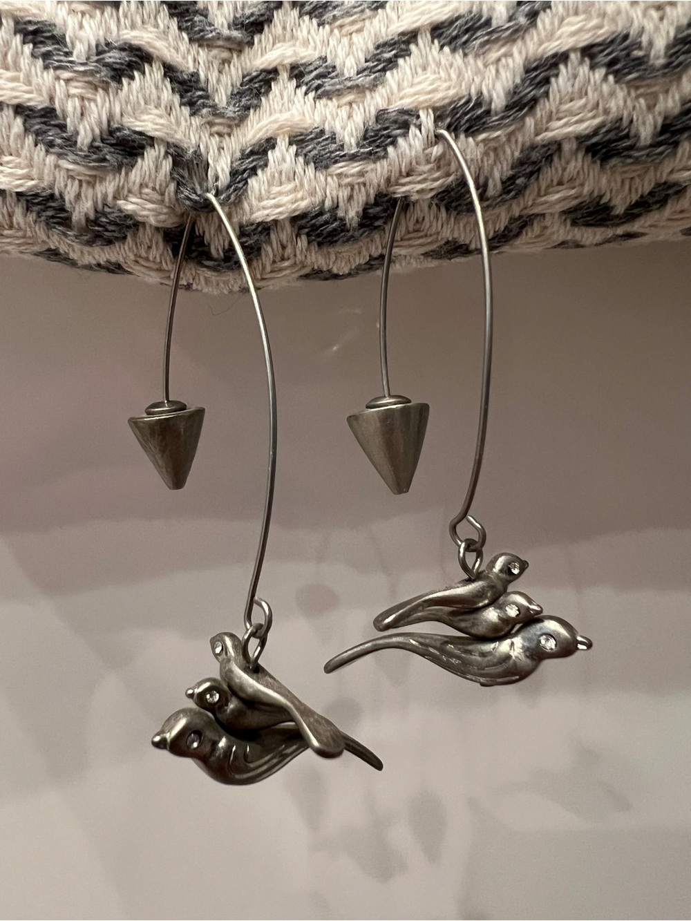 RARE Silver Bird Trio Earrings - Elegant Silver Tone Women’s Jewelry - Picture 6 of 7